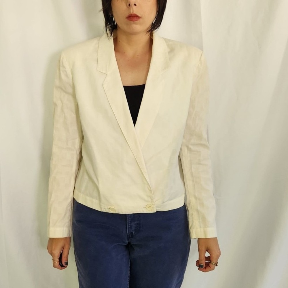 90s Cream Cotton and Linen Jacket
